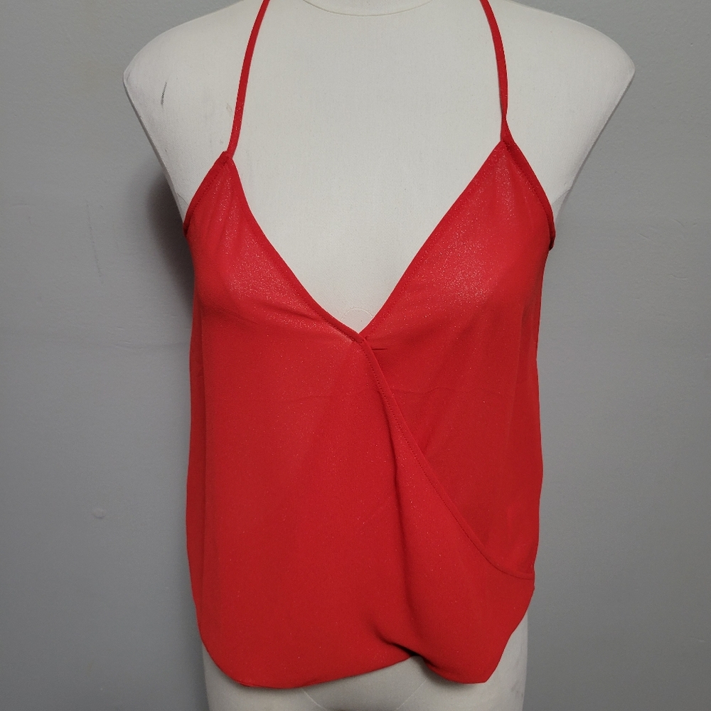 Buckle Lily white red metallic surplice tank size xs